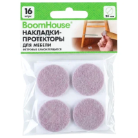 Накладки-протекторы для мебели ФЕТРОВЫЕ самоклеящиеся, d=28 мм, бежевые, КОМПЛЕКТ 16 шт., BOOMHOUSE (БУМХАУС), 701824