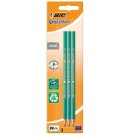 Карандаш чернографитовый BIC HB зеленый корпус, 3шт