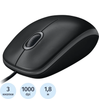 Мышь проводная Logitech B100 черная