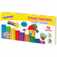 Пластилин мягкий ЮНЛАНДИЯ 'ВЕСЕЛЫЙ ШМЕЛЬ', 16 цветов, 240 г, СО СТЕКОМ, 106673