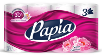 Туалетная бумага Papia Таинственный сад, 3 слоя, 8 рулонов, 16,8 м, белая