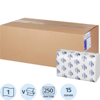 Бумажные полотенца Luscan Professional H3, 1 слой, V-сложение, 250лист, белые, 15 пачек