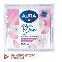 Ватные палочки Aura Beauty 100шт, в пакете