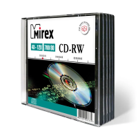 Диск CD-RW Mirex 700Mb, 4x-12x, Slim, UL121002A8F, 5шт/уп