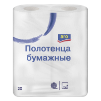 Бумажные полотенца Aro 2 слоя, 2 рулона, 11м, белые