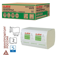 Бумажные полотенца Laima Advanced White H3, 2 слоя, V-сложение, 200лист, белые, 15 пачек