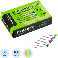 Булавки для пробковых досок Globus 30 мм 100 шт цвет ассорти, карт уп