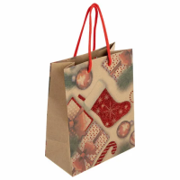 Пакет подарочный (1 штука) новогодний 18x10x23 см, ЗОЛОТАЯ СКАЗКА 'Christmas Kraft', глиттер, 608235