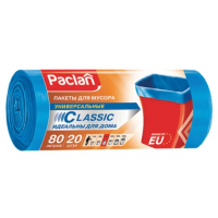 Мешки для мусора 80 л, синие, в рулоне 20 шт., ПНД, 12 мкм, 70х90 см, PACLAN 'Classic', 402054
