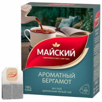 Чай Майский Ароматный бергамот, черный цейлонский байховый, 100 пакетиков
