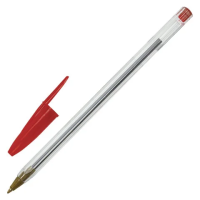 Шариковая ручка Staff Basic Budget BP-04 красная, 0.5мм, прозрачный корпус