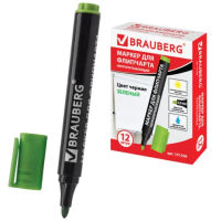 Маркер для флипчарта Brauberg зеленый, 2.5мм, круглый наконечник, непропитывающий