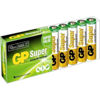 Батарейки КОМПЛЕКТ 10 шт., GP Super G-Tech, AAA (LR03, 24А), алкалиновые, мизинчиковые, в пленке, GP 24A-2CRB10