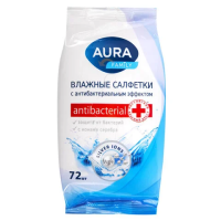 Салфетки влажные Aura 'Family', 72шт., антибактериальные, для всей семьи