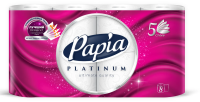 Туалетная бумага Papia Platinum 5 слоев, 8 рулонов, 13,2 м, белая