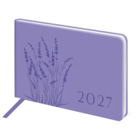 Еженедельник датированный 2027, МАЛЫЙ ФОРМАТ, 105х160 мм, А6, BRAUBERG 'Imprint', тиснение, сиреневый, 118162