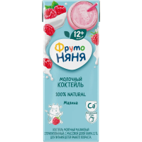 Коктейль молочный детский ФрутоНяня Малина 2.1% с 12 месяцев, 200мл