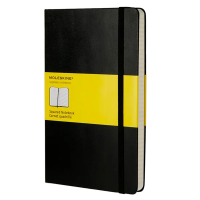 Записная книжка Moleskine Classic Large черный, 130х210мм, 120 листов, в клетку, на сшивке, с резинкой, твердая обложка