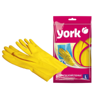 Перчатки: резиновые латексные YORK L высокая плотность с хлопковым напылением (пар) 092010