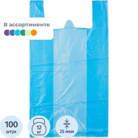 Пакет-майка ПНД 38х68см, 25мкм, 100 шт/уп, цветной