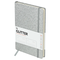 Ежедневник недатированный, А5, 136л., твердый переплет, диз. картон, BG 'Glitter. Silver', серебристый, на резинке, карман