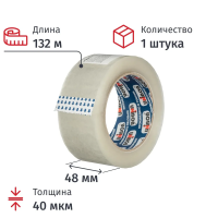 Клейкая лента упаковочная Unibob 48мм х 132м, прозрачная, 40мкм