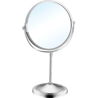 Зеркало Nofer Vanity d=17.2см, настольное двустороннее, латунь, глянцевое, увеличение х3 с одной стороны, 08004.B