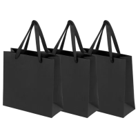 Пакет подарочный КОМПЛЕКТ 3 штуки, 20х8х20 см, 'Business Kraft', черный, крафт, ЗОЛОТАЯ СКАЗКА, 700863