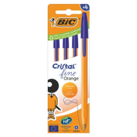 Набор шариковых ручек Bic Orange Original Fine синие, 4шт/уп, 0.3мм, одноразовые