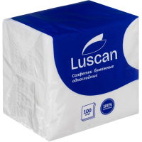 Салфетки бумажные Luscan 24х24см, 100шт, 1 слой, белые