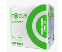 Салфетки бумажные Focus Economic Choice 24х24см, 100шт, 1 слой, белые, 5099044