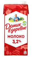 Молоко Домик В Деревне ультрапастеризованное 3.2%, 925мл x 12 шт