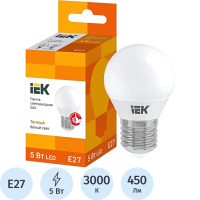 Лампа светодиодная IEK ECO G45 LLE-G45-5-230-30-E27 5Вт 3000К E27