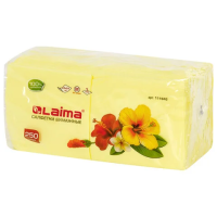 Салфетки бумажные Laima 24х24см, 250шт, 1 слой, желтые пастель