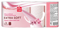 Туалетная бумага Fine Life Extra Soft цветущий сад, 3 слоя, 8 рулонов, 20 м, белая