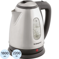 Чайник SCARLETT SC-EK21S88, 1,8 л, 2200 Вт, закрытый нагревательный элемент, стальной