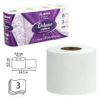 Туалетная бумага Laima Deluxe 3 слоя, 8 рулонов, 16,5 м, белая