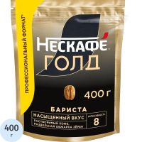 Кофе Нескафе Голд Бариста растворимый сублимированный с добавлением натурального молотого кофе, 400г