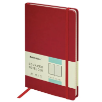Записная книжка Brauberg Metropolis Special красный, А5, 80 листов, в клетку, на сшивке, под кожу
