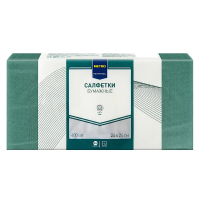 Салфетки бумажные Metro Professional 24x24см, 400шт, 1слой, зеленые