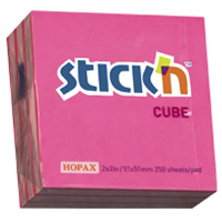 Блок для записей с клейким краем Stick'n 2 цвета, малин-роз.50х50, 250 листов