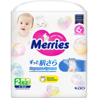 Подгузники-трусики Merries S 4-8кг, 62шт