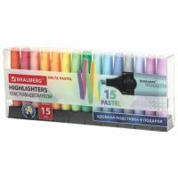 Набор текстовыделителей Brauberg Delta Pastel 15 пастельных цветов, 1-5 мм, скошенный наконечник