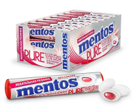 Жевательная резинка Mentos Pure White Клубника, 16г x 24 шт