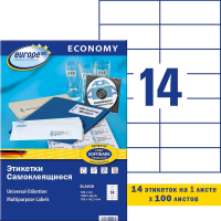 Этикетки самоклеящиеся Avery Zweckform Европа-100 ELA038, белые, 105x42.3мм, 14шт на листе А4, 100 листов