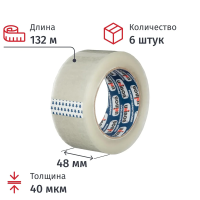 Клейкая лента UNIBOB 48х132 прозрач. 40мкр 6 шт/уп