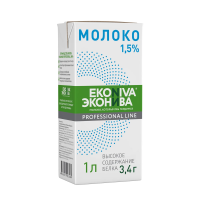 Молоко Эконива Professional Line 1.5%, 1л, ультрапастеризованное