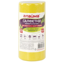 Салфетка рулонная Laima 18х25см, вискоза, желтая, 30шт/уп, в рулоне