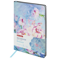 Записная книжка Brauberg Vista Pink flowers, А5, 80 листов, в клетку, на сшивке, под кожу