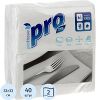 Салфетки бумажные Protissue 33х33, 100шт, 2 слоя, белые